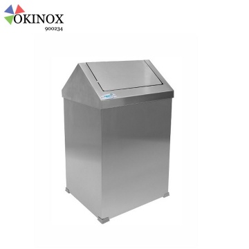 Okinox Metal Çatı Kapaklı Çöp Kovası. 54 lt. Paslanmaz. 900234